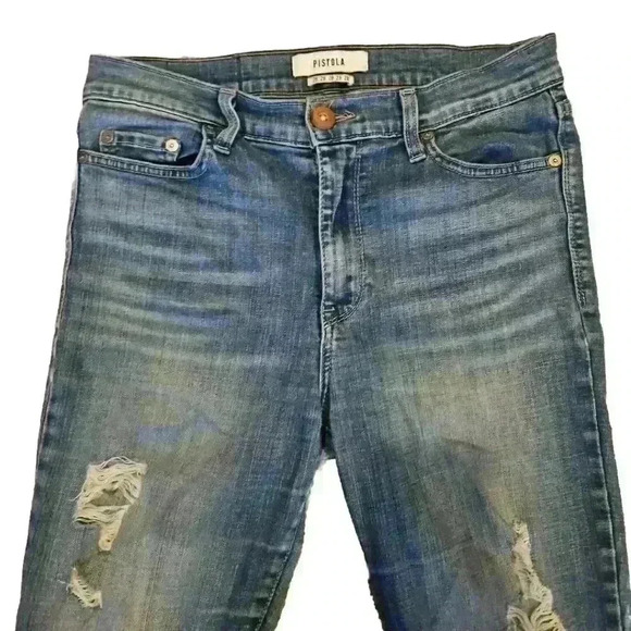 Pistola Womens Light Wash Skinny High Rise Distressed Jeans 28 - Picture 5 of 13